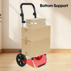 Foldable Shopping Trolley Cart Multifunctional Large Capacity Hand Carry Bag Aluminium Frame with Removable Zipped Bag Side Pockets and Wheels Black