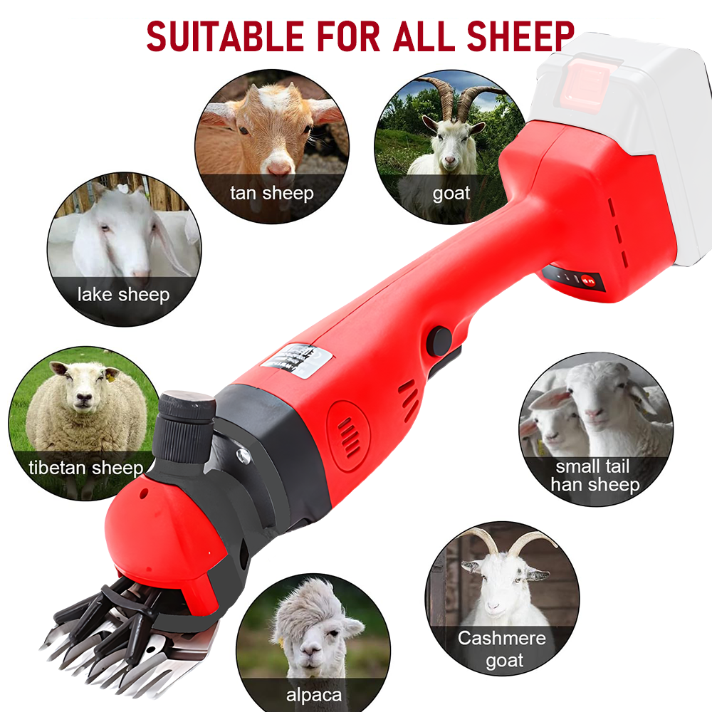 3500RPM Cordless Electric Sheep Shears with Extra 9 Straight Tooth Blades Wool Animal Clipper Kit for Shearing Sheep Goats Cattle --Skin Only