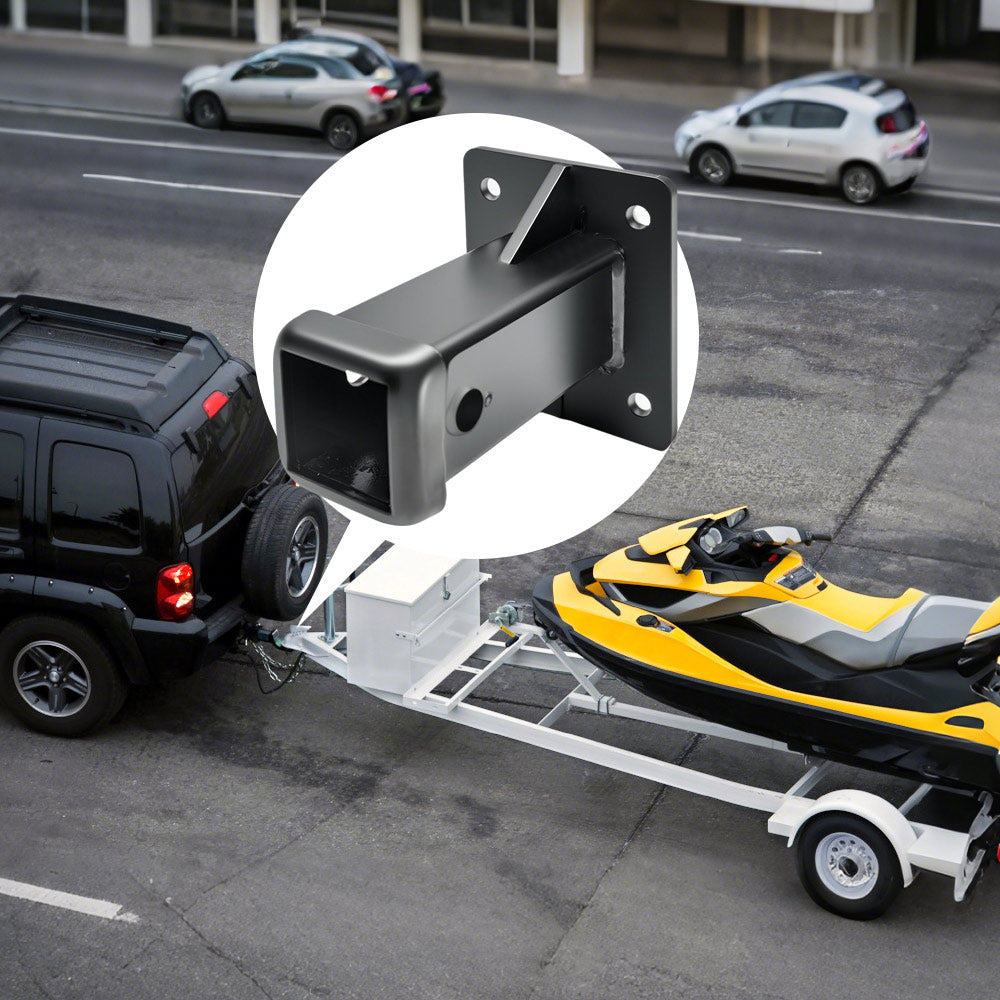 Heavy Duty Bolt on Hitch Receiver Plate Tube Wall Mount 2 Inch Opening Universal Pintle Hitch Extender for Trailer Towing Bike and Cargo Hanging Organiser