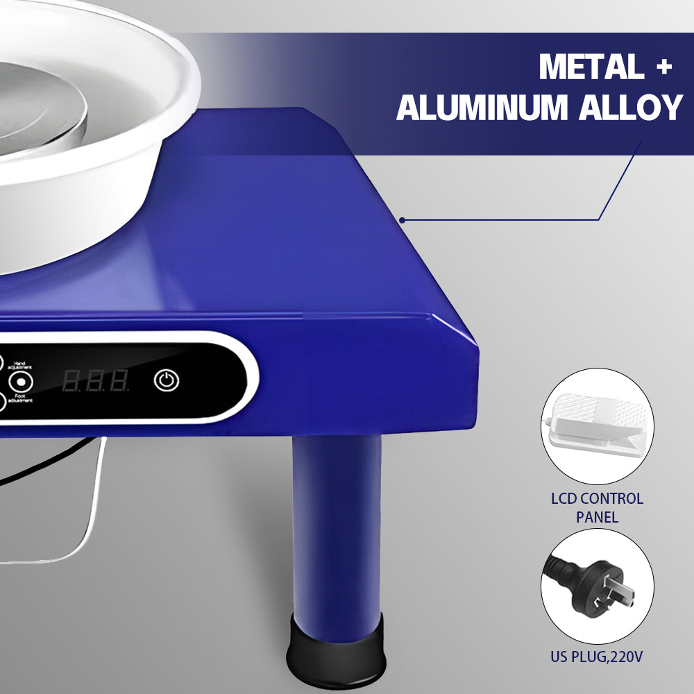 Electric Pottery Wheel Machine 1200W Power Foot Pedal Control with Detachable Basin and LCD display for Ceramics,Clay Work,Home DIY,Pottery Training