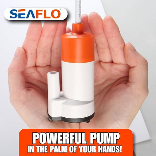 SEAFLO Mini Submersible Pump 12V – 16 LPM Flow Compact Design Food-Grade Material 18 Ft Vertical Lift Quiet Operation Lightweight Portable