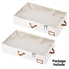 2 Pack Large Under Bed Storage Boxes Dustproof Clothes Storage Bag with Clear Lid/Zipper/Handles For Clothes Blankets Bedding Organizer 85x45x15cm Beige