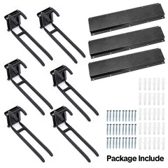 Garage Tool Organizer Heavy Duty Wall Mount Storage Rack Steel Garden Tool Hanger  with 6 Removable Hooks for Broom Rake Shovel Yard Tools Max Load 180kg