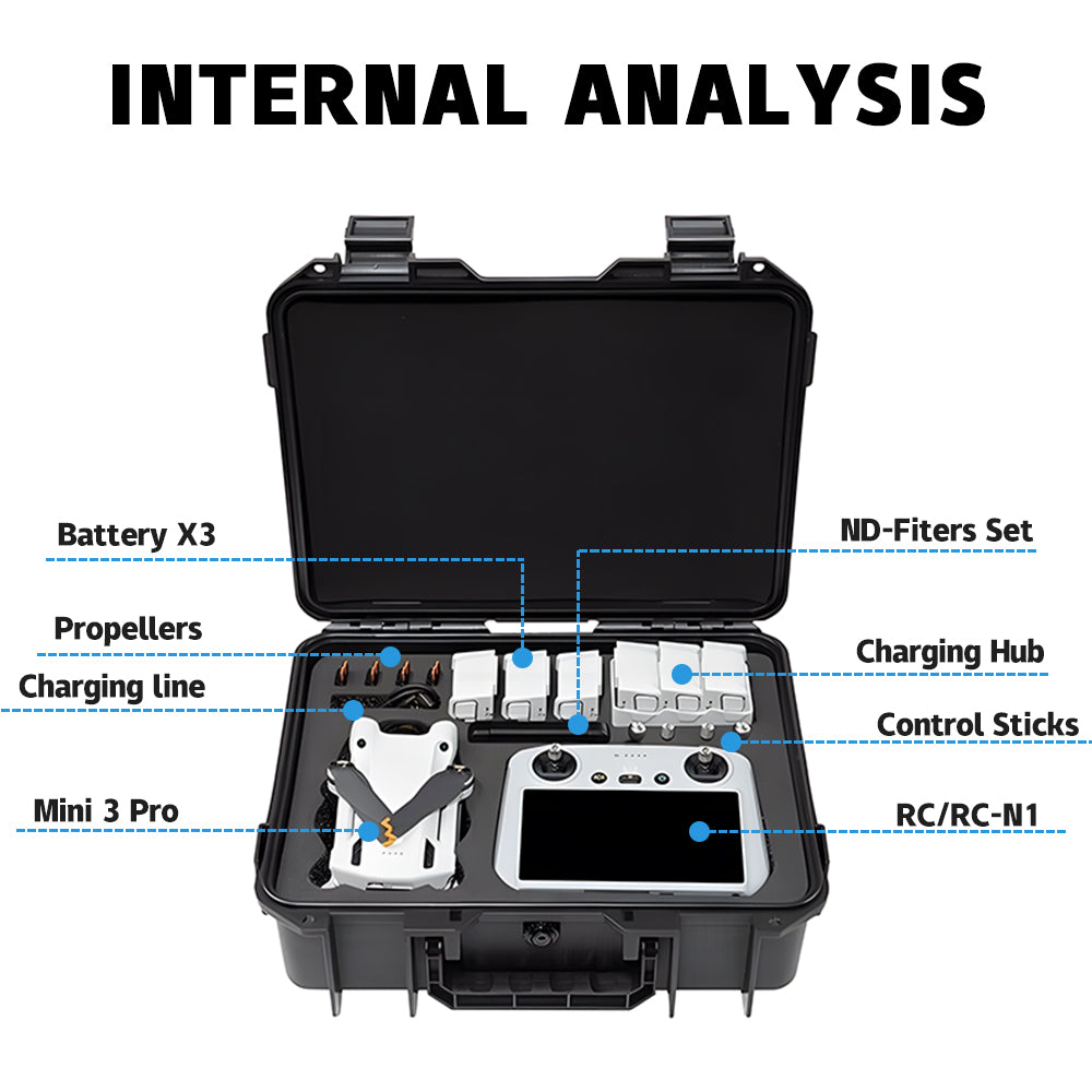 Shockproof Carrying Case Compatible For DJI Mini 3 Pro Portable Storage Bag Explosion-proof and Sturdy Protection Drone Accessories Black