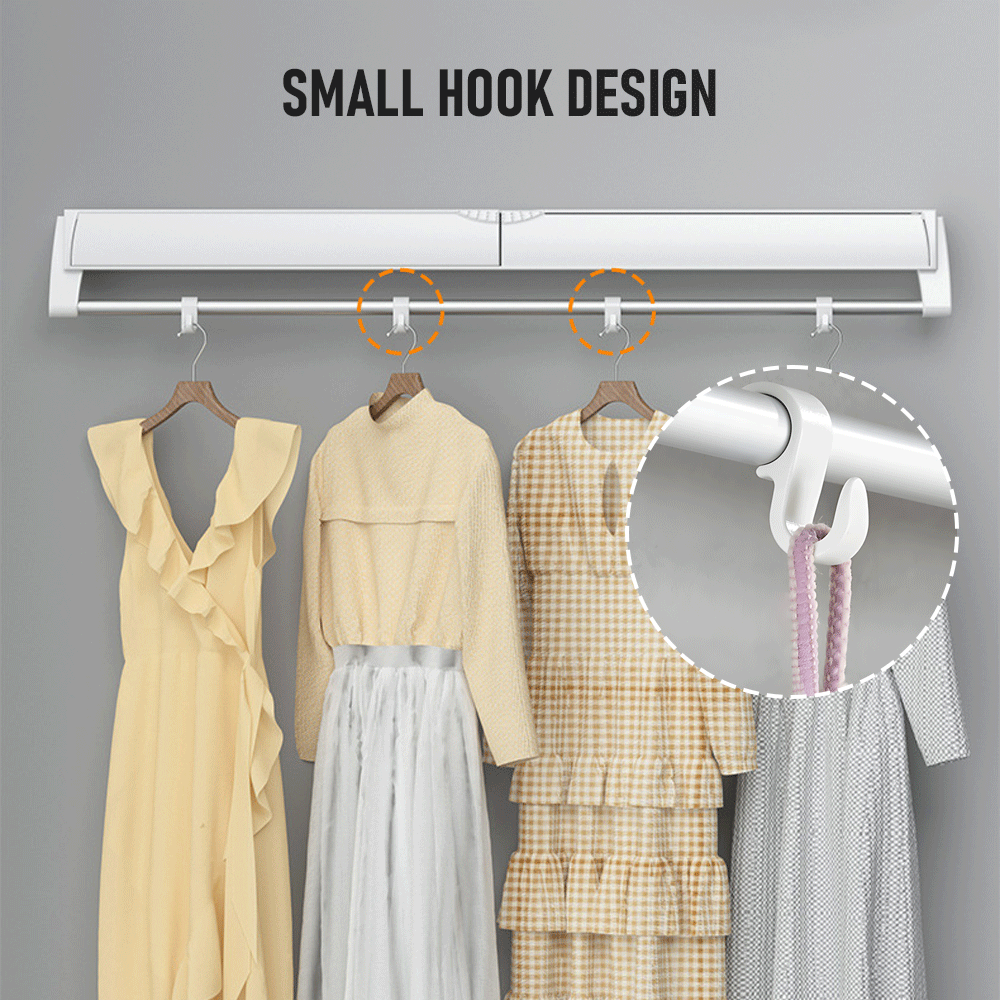 Alston Wall Mounted Drying Rack Clothes Airer Space Saver Folding Dryer Bearing Capacity 25KG Foldable Rail With Hooks Indoor Outdoor Balcony Laundry White
