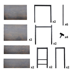 6-Tier Baker's Rack Free Standing Kitchen Storage Rack with Hooks and Adjustable Feet Utility Storage Shelf for Microwave Oven Spices Pot Pan Rustic Brown