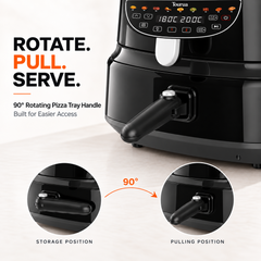 Tourua 8.5L Dual Zone Air Fryer with 12-Inch Pizza Tray 2-in-1 Digital Air Fryer Pizza Maker 10 Presets Smart Finish Viewing Window 2100W