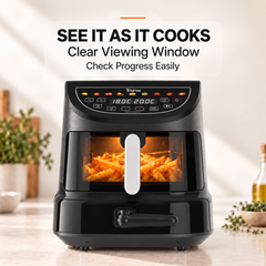 Tourua 8.5L Dual Zone Air Fryer with 12-Inch Pizza Tray 2-in-1 Digital Air Fryer Pizza Maker 10 Presets Smart Finish Viewing Window 2100W