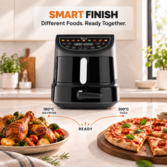 Tourua 8.5L Dual Zone Air Fryer with 12-Inch Pizza Tray 2-in-1 Digital Air Fryer Pizza Maker 10 Presets Smart Finish Viewing Window 2100W