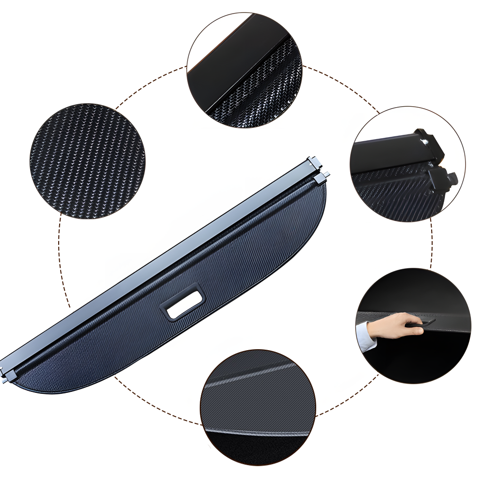 Tesla Model Y 2022-2023 Retractable Trunk Shelf Organizer Parcel Shelf Heavy-Duty Cargo Blinder Quick-Release Mechanism | Camping Urban Privacy Accessories
