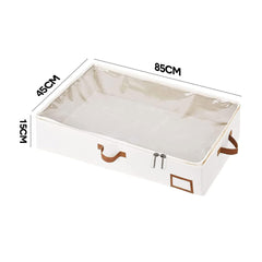 2 Pack Large Under Bed Storage Boxes Dustproof Clothes Storage Bag with Clear Lid/Zipper/Handles For Clothes Blankets Bedding Organizer 85x45x15cm Beige