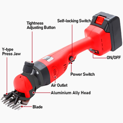 3500RPM Cordless Electric Sheep Shears with Extra 9 Straight Tooth Blades Wool Animal Clipper Kit for Shearing Sheep Goats Cattle --Skin Only