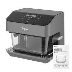 Tourua 8L Dual Zone Glass Air Fryer with WiFi Smart Control 8 Presets Removable Divider 2200W Digital Touch Air Fryer for Family Cooking