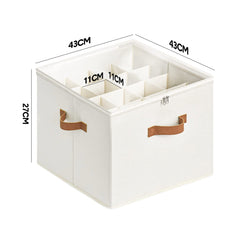 2 Pack Shoe Organizer Zipper Clear Lid Fabric Shoe Storage Box Space Saving Beige Shoe Holder for Closet and Adjustable Dividers Fits up to 16 Pairs