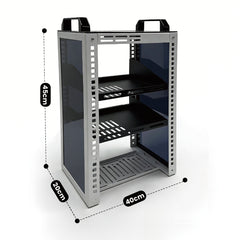 9U Server Rack Deep Open Frame Desktop Network Rack for 10 inch Audio Video Devices and IT Equipment with 2 Side Translucent Panels and 2 Top Handles White