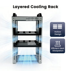 9U Server Rack Deep Open Frame Desktop Network Rack for 10 inch Audio Video Devices and IT Equipment with 2 Side Translucent Panels and 2 Top Handles White