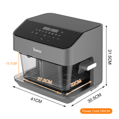Tourua 8L Dual Zone Glass Air Fryer with WiFi Smart Control 8 Presets Removable Divider 2200W Digital Touch Air Fryer for Family Cooking