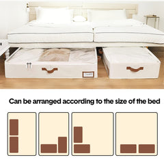 2 Pack Large Under Bed Storage Boxes Dustproof Clothes Storage Bag with Clear Lid/Zipper/Handles For Clothes Blankets Bedding Organizer 85x45x15cm Beige