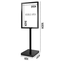 A1 Double Sided Sign Poster Sign Floor Frame Poster Stand Advertising Display Stand for Store Mall Shopping Guide Wedding Meeting Office Metal Black