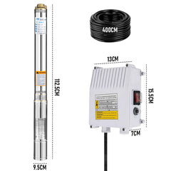 2HP 1500W Submersible Bore Pump 240V Deep Well Water Pump Borehole Water Pump Stainless Steel Max Head 135m for Industrial Irrigation Livestock Home Usec