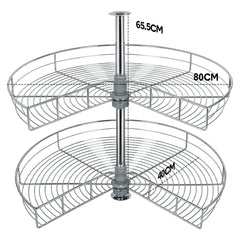Shelf Rack for Spices 2-Shelf Under Sink Storage Blind Corner Carousel Kitchen Cabinet Organizer 81cm Diameter Rotating Max Load 14kg 270 Degree