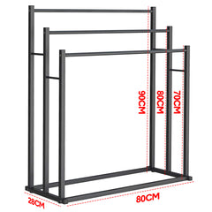 Towel Rack Stand Stylish 3 Tier Metal Sturdy Freestanding Bath Towels Rail Stand Stable Bathroom Quick Drying Holder Matt Black Powder Coated Iron