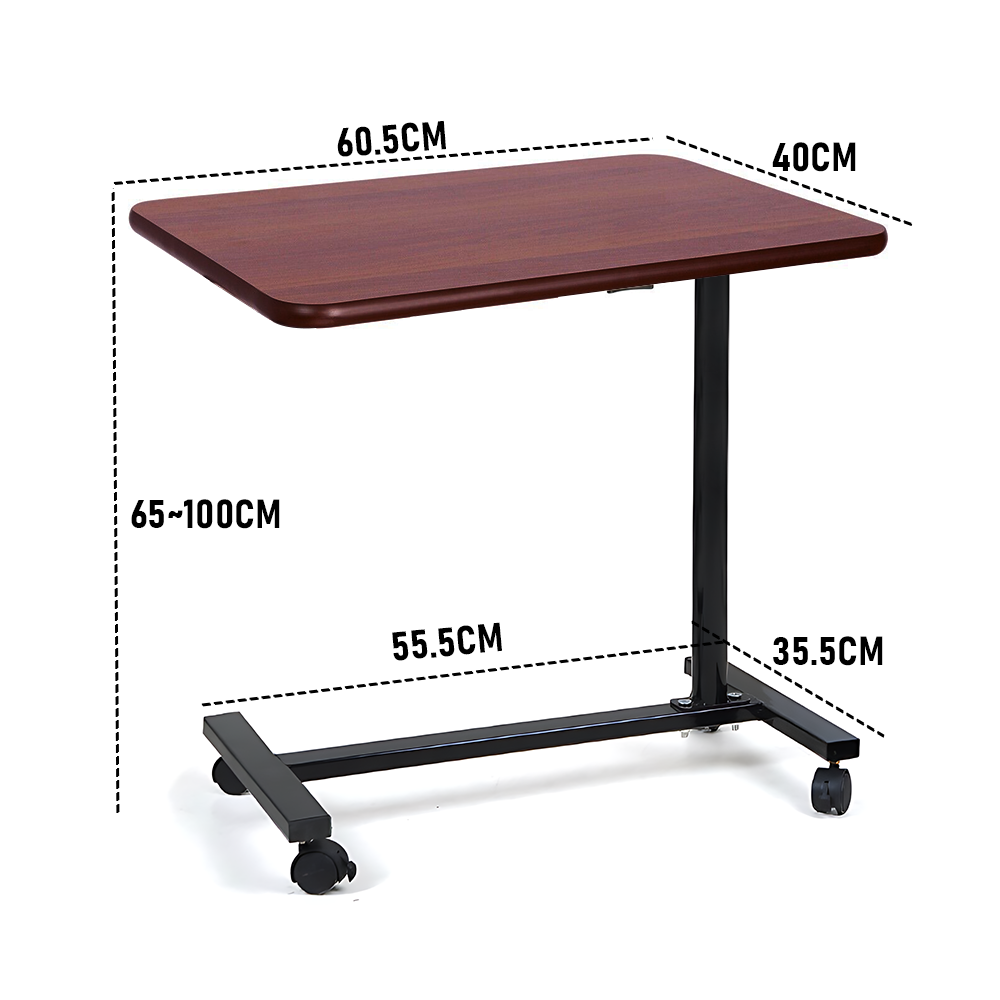 Adjustable bedside table with wheels deals