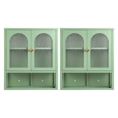 Artiss Buffet Cabinet Sideboards X2 Wall Mounted Fluted Display Storage Green