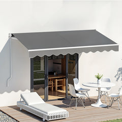 Instahut Retractable Folding Arm Awning Manual Sunshade 3M X 2M Grey
