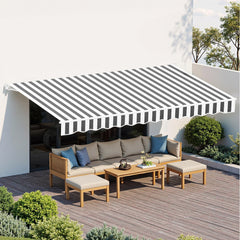 Instahut Retractable Folding Arm Awning Motorised Sunshade 5Mx3M Grey White