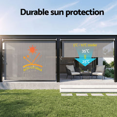 Instahut 3X2.5M HDPE Straight Drop Awning Outdoor Roller Blind Shade Screen Grey