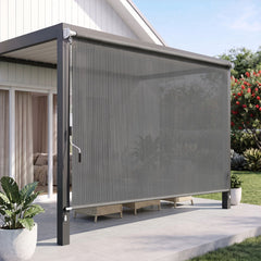 Instahut 3X2.5M HDPE Straight Drop Awning Outdoor Roller Blind Shade Screen Grey