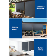Instahut 2.4X2.5M Outdoor Blinds Awning Roll Down Canopy Retractable Outdoor Blinds Window Shade Grey