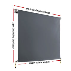 Instahut 3X2.5M Outdoor Blinds Awning Roll Down Canopy Retractable Outdoor Blinds Window Shade Grey