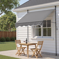 Instahut Window Fixed Pivot Arm Awning Outdoor Door Canopy 2X1.8M Grey