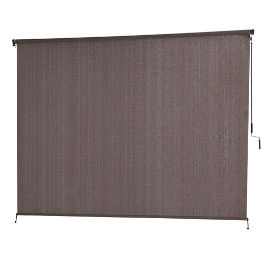 Instahut 3X2.5M Outdoor Blinds Awning Roll Down Retractable Knit Fabric Outdoor Blinds Window Shade Brown