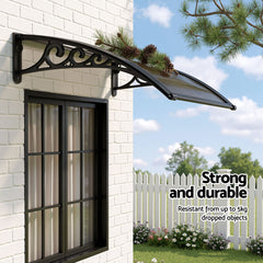 Instahut Window Awning Drainage 0.6mx0.6m Outdoor Brown