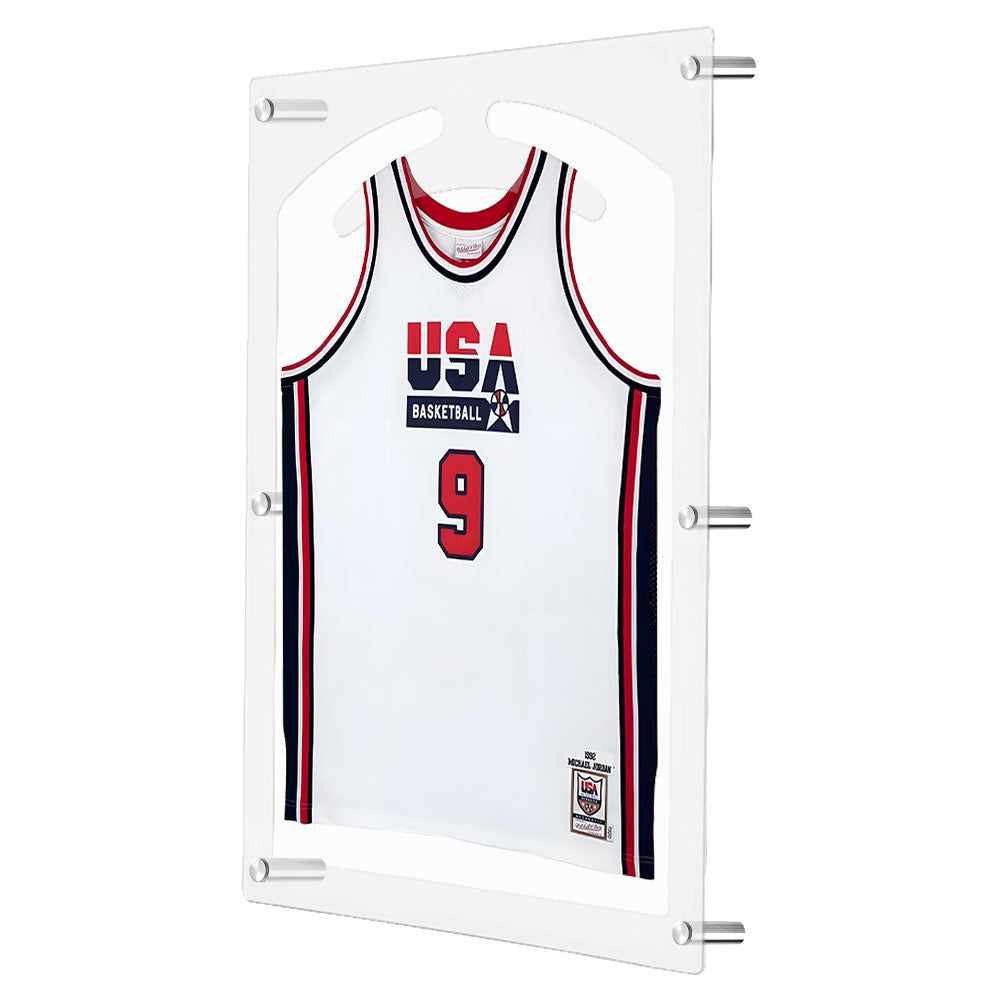 Acrylic Sports Jersey Frame Wall Mounted 3D Design Shirt Display Case with UV Protection and Built-in Hanger Transparent Memorabilia Storage Case 75×95×4cm