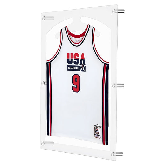 Acrylic Sports Jersey Frame Wall Mounted 3D Design Shirt Display Case with UV Protection and Built-in Hanger Transparent Memorabilia Storage Case 75×95×4cm