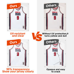 Acrylic Sports Jersey Frame Wall Mounted 3D Design Shirt Display Case with UV Protection and Built-in Hanger Transparent Memorabilia Storage Case 75×95×4cm