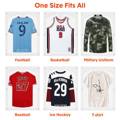Acrylic Sports Jersey Frame Wall Mounted 3D Design Shirt Display Case with UV Protection and Built-in Hanger Transparent Memorabilia Storage Case 75×95×4cm
