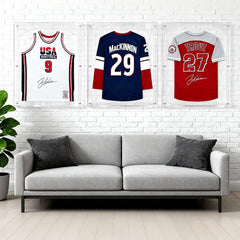 Acrylic Sports Jersey Frame Wall Mounted 3D Design Shirt Display Case with UV Protection and Built-in Hanger Transparent Memorabilia Storage Case 75×95×4cm