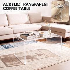 Acrylic Coffee Table Small Clear Acrylic Side Table For Coffee Drink Food Snack in Living Room Apartment Dorm One-Piece Bent End Table 50×30×30cm