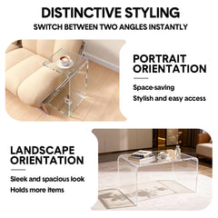 Acrylic Coffee Table Small Clear Acrylic Side Table For Coffee Drink Food Snack in Living Room Apartment Dorm One-Piece Bent End Table 50×30×30cm
