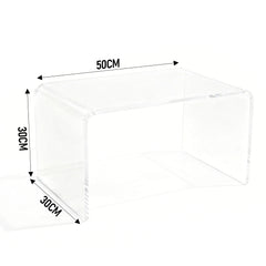 Acrylic Coffee Table Small Clear Acrylic Side Table For Coffee Drink Food Snack in Living Room Apartment Dorm One-Piece Bent End Table 50×30×30cm
