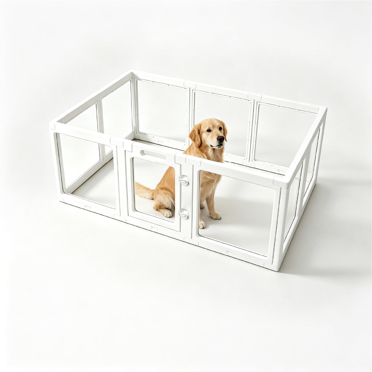 10 Panel Indoor Pet Playpen Indoor Puppy Exercise Pen with Door Transparent Panels Suction Cups for Small Dogs Rabbits and Pets White 150cm 100cm 60cm