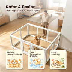 10 Panel Indoor Pet Playpen Indoor Puppy Exercise Pen with Door Transparent Panels Suction Cups for Small Dogs Rabbits and Pets White 150cm 100cm 60cm