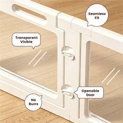 10 Panel Indoor Pet Playpen Indoor Puppy Exercise Pen with Door Transparent Panels Suction Cups for Small Dogs Rabbits and Pets White 150cm 100cm 60cm