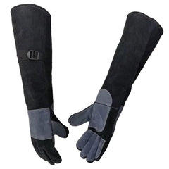 Leather Animal Handling Gloves 60cm Long Cuff Tight Strips Anti Bite Gloves Scratch Resistant Thickened Gloves for Feeding Grooming Training Cat Dog Bird