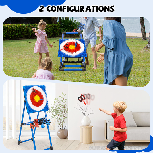 Axe Throwing Bristle Target Set with 8 Throwing Safety Axes and Ninja Stars Flexible Stand for Kids Adults and Family Backyard Sports Indoor Outdoor Game